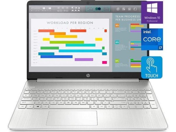 HP Newest Business Laptop, 15.6" FHD Touchscreen, Intel Core i7-1165G7 Processor, 64GB DDR4 RAM, 1TB PCIe SSD, Webcam, USB-C, Wi-Fi 6, Backlit Keyboard, Fingerprint Reader, Windows 10 Pro, Silver - Newegg.com