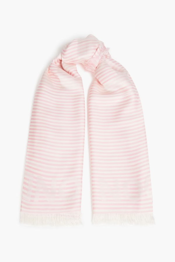 Striped silk and wool-blend jacquard scarf