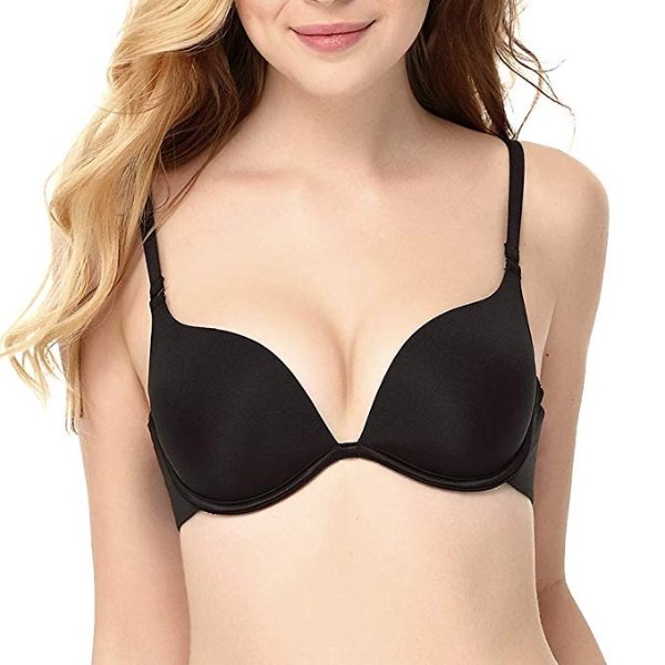 Sharon Everyday T-Shirt Plunge Push Up Bra Seamless Underwire Add Cups Support for Women