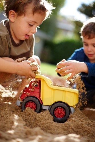 Dump Truck in Yellow and Red - BPA Free, Phthalates Free Play Toys for Gross Motor, Fine Motor Skill Development. Pretend Play