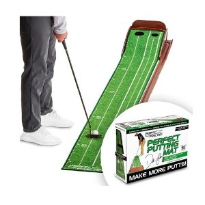 PERFECT PRACTICE Putting Mat - Indoor Golf Putting Green with 1/2 Hole Training