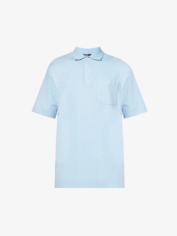 Patch-pocket cotton and linen-blend polo shirt
