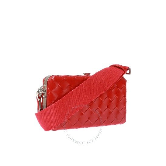 Red Spazzolato Intrecciato Weave Crossbody Bag