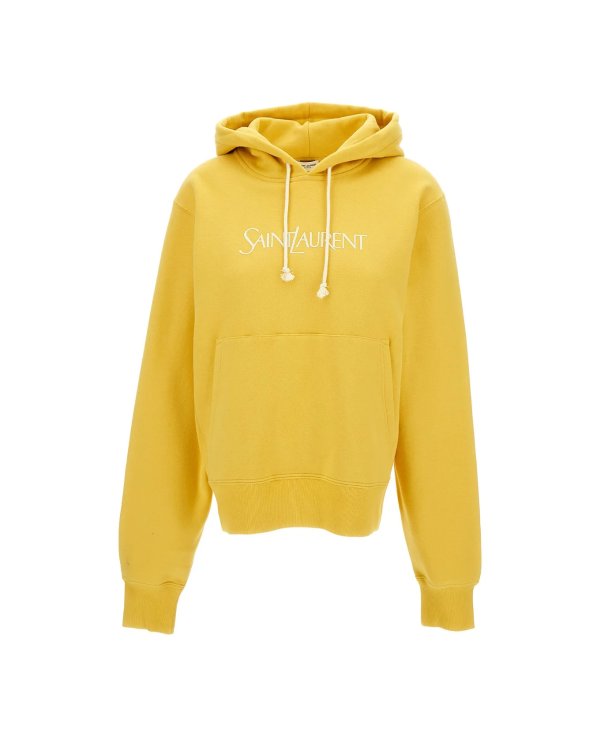 Yellow Hoodie With Logo Embroidery In Cotton Woman | italist, ALWAYS LIKE A SALE