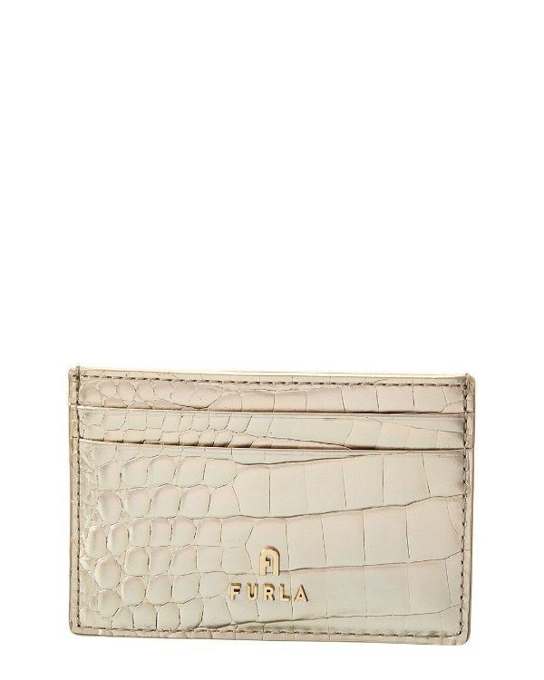 Camelia Small Croc-Embossed Leather Card Case