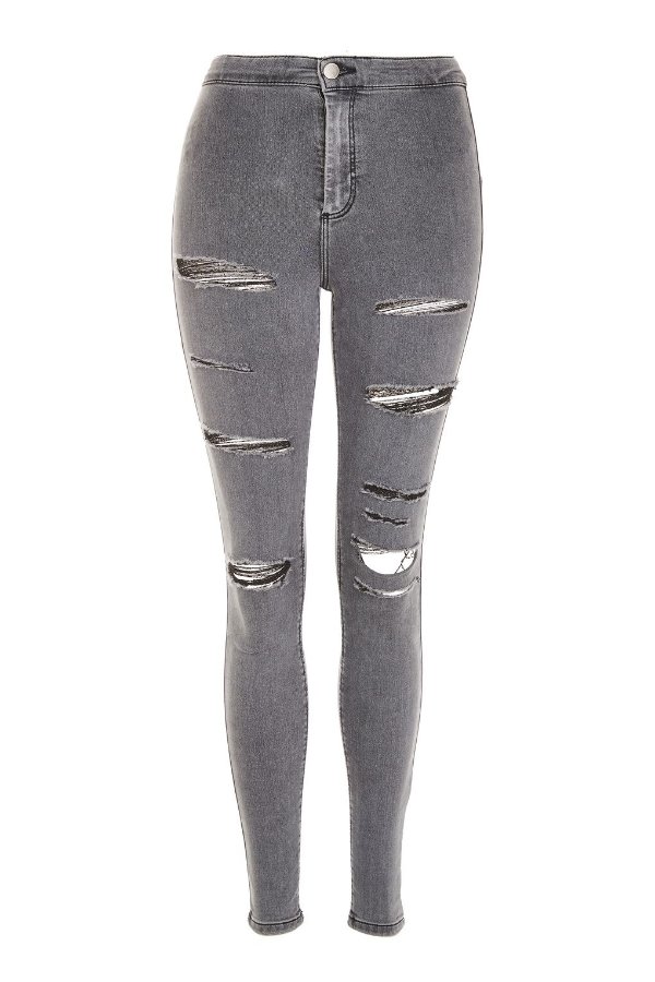 MOTO Grey Super Ripped Joni Jeans - Jeans - Clothing