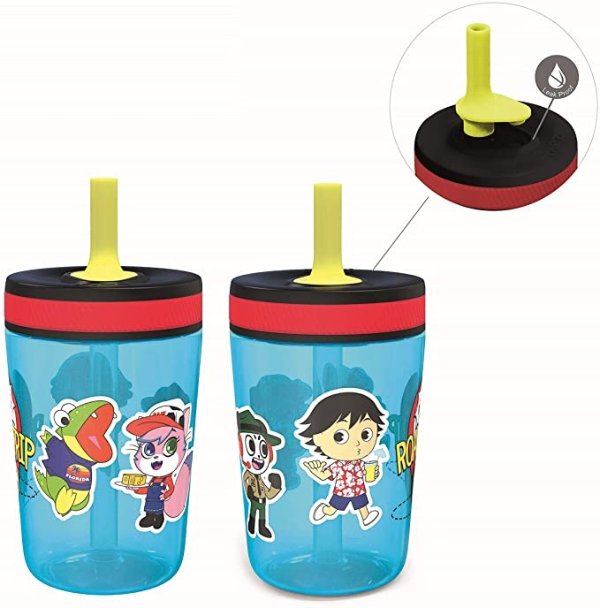 Ryan's World Kelso Tumbler 2pc Set, Leak-Proof Screw-On Lid with Straw Made of Durable Plastic and Silicone, Perfect Bundle for Kids, 15 oz