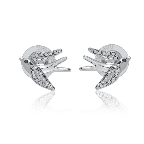 Travel Rhodium-Plated and Crystal Stud Earrings 5530815