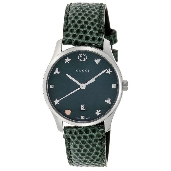 G-Timeless Date Green Mother of Pearl Stainless Steel Quartz Women's Watch