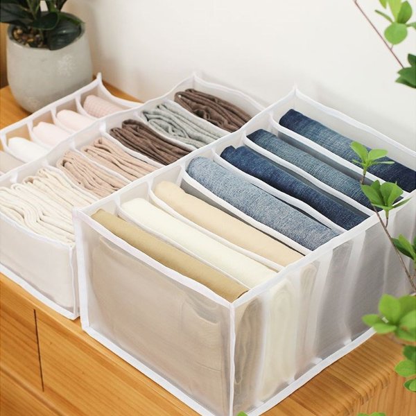 2.48US $ 47% OFF|Jeans Compartment Storage Box Closet Clothes Drawer Mesh Separation Box Stacking Pants Drawer Divider Can Washed Home Organizer|Storage Boxes & Bins| - AliExpress
