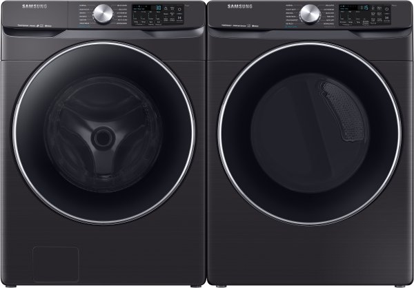 Samsung SAWADREV63001 Side-by-Side Washer & Dryer Set with Front Load Washer and Electric Dryer in Black Stainless Steel