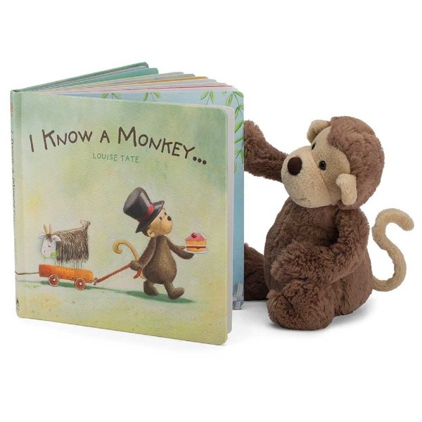 宝宝纸板书+猴子毛绒玩具