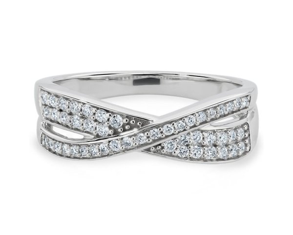 Diamond Crossover Ring in 14k White (1/4 ct. tw.)