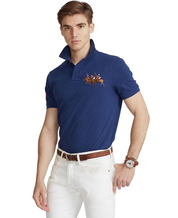Men's Custom Slim Fit Triple-Pony Polo Shirt