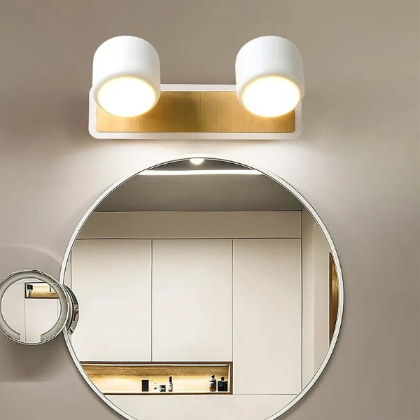 White LED Adjustable Gold Bath Vanity Light 2-Light Indoor Wall Light-Homary
