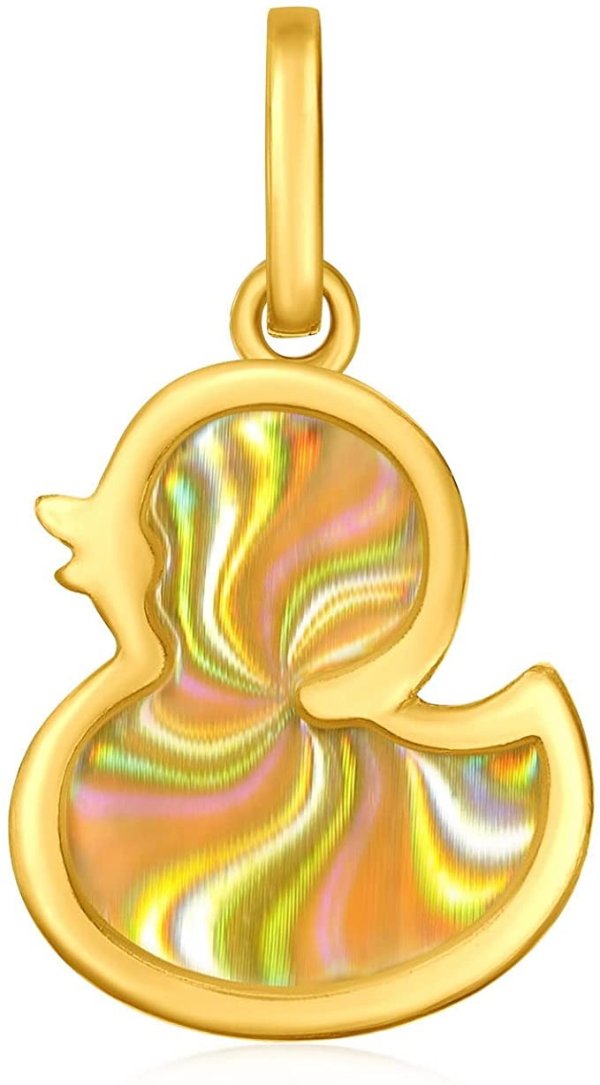 999 Pure 24K Gold Rainbow Series Duck Pendant (Swirl Shine)