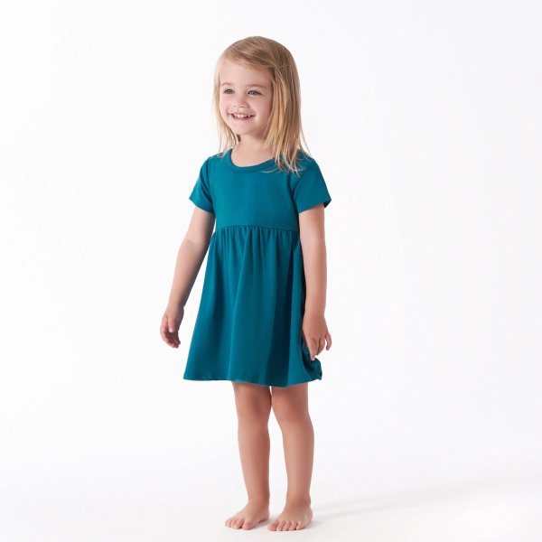 Infant & Toddler Girls Ocean Teal Buttery Soft Viscose Made from Eucalyptus Twirl Dress