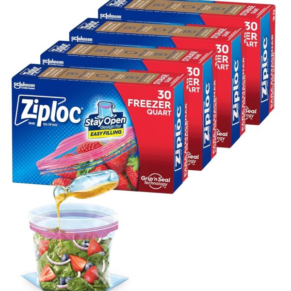 Ziploc 夸脱装食品保鲜袋 120个