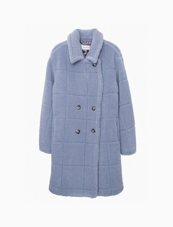 Faux Fur Sherpa Double Breasted Coat