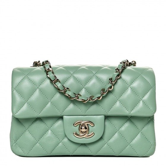 Fashionphile Chanel Lambskin Quilted Mini Rectangular Flap Light