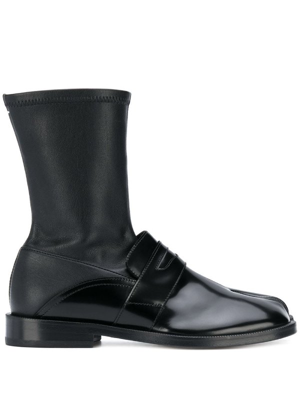 Tabi leather loafer boots