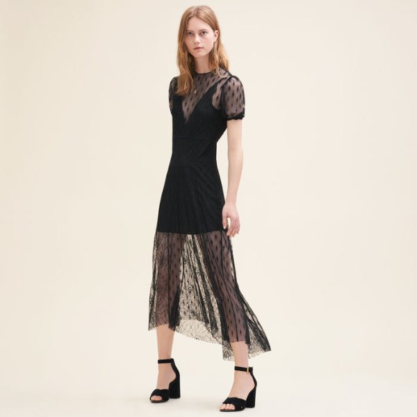 RAMSEY Long dress with embroidery and lace