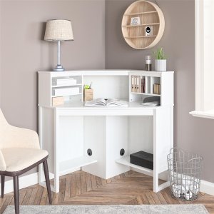 Mainstays Corner Desk with Hutch, White