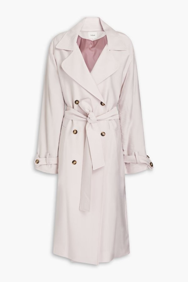 Belted crinkled twill trench coat