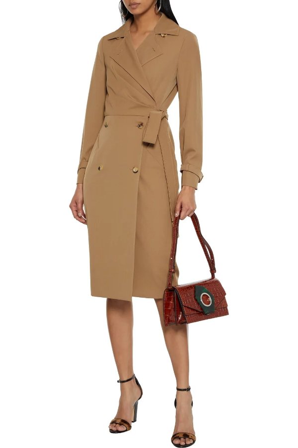 Lucia double-breasted wool-twill wrap dress
