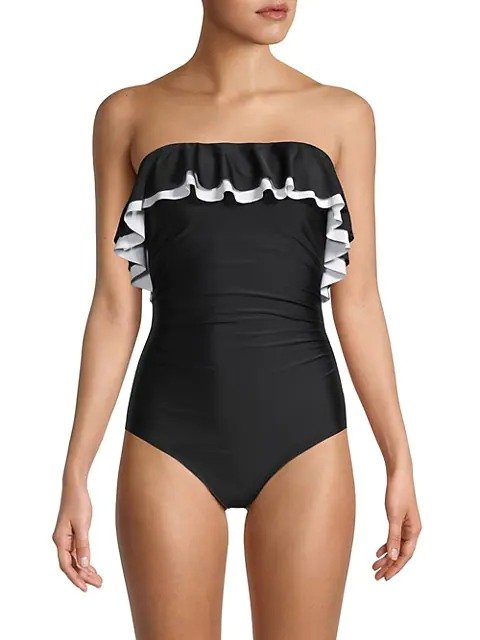Ruffled One-Piece Bandeau Swimsuit