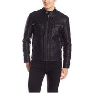 Calvin Klein Men's Bubble Faux Leather Moto Jacket 