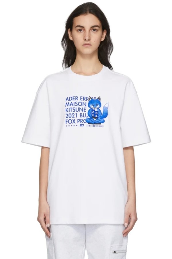 White ADER error Edition Meditation Fox T-Shirt