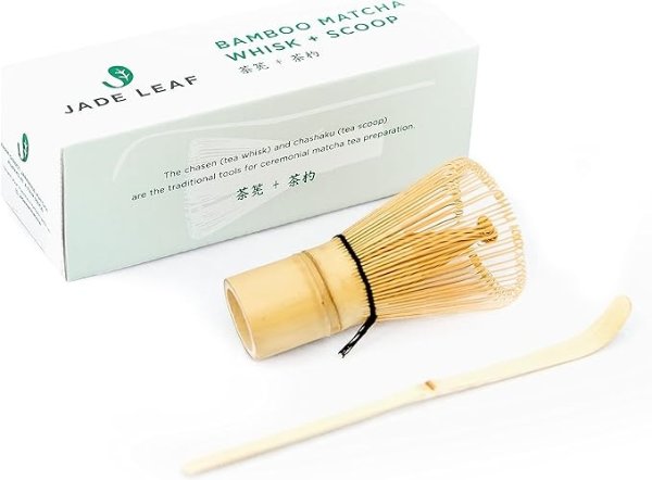 Matcha Traditional Bamboo Whisk (Chasen) + Scoop (Chashaku) - Replacement Tea Set For Frequent Matcha Green Tea Powder Preparation