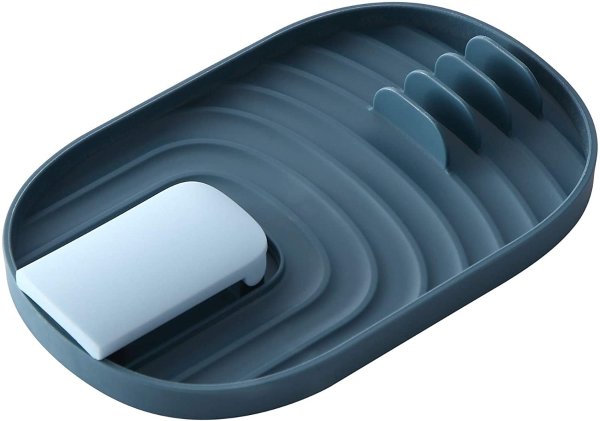 MIUZMORE Pot lid holder spoon rest for kitchen utensil holder，spoon holder and ladle rest for stove top(Blue)