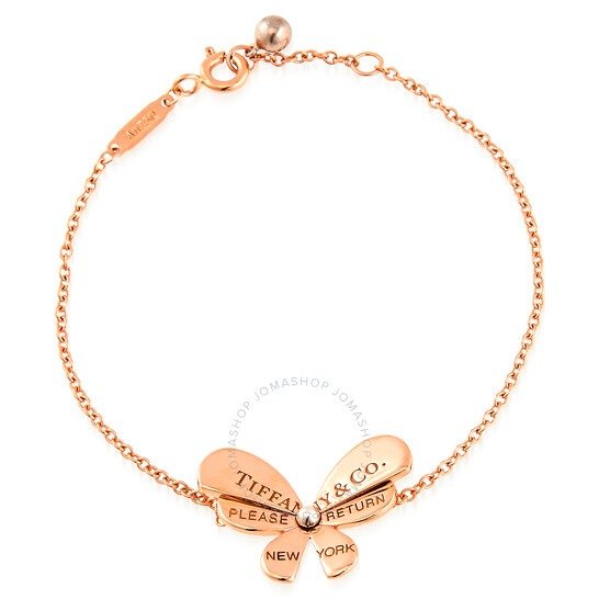 18k Rose Gold And Sterling Silver Butterfly Chain Bracelet