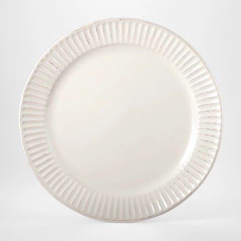 Stoneware Harrison Lines Dinner Plate 10.4" White - Threshold&#153;
