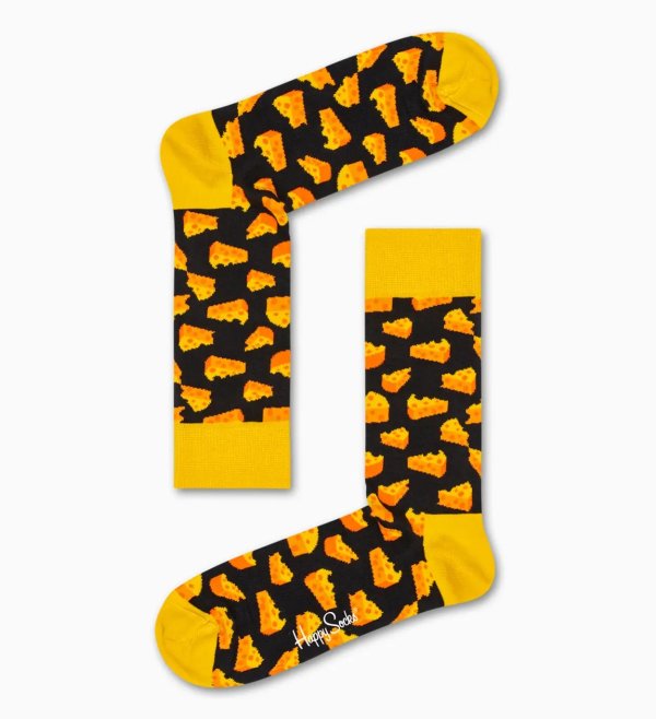 Yellow cotton socks: Cheese pattern | Happy Socks