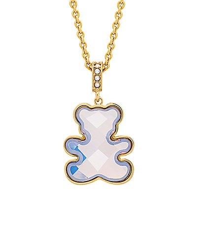 Crystal Teddy 23K Plated Pendant Necklace
