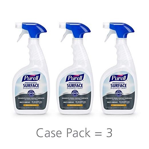 Professional Surface Disinfectant Spray, Fresh Citrus Scent, 32 fl oz Capped Bottle with Trigger Sprayer (Pack of 3) - 3342-03