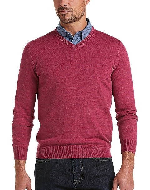 Purple V-Neck Merino Wool Sweater  