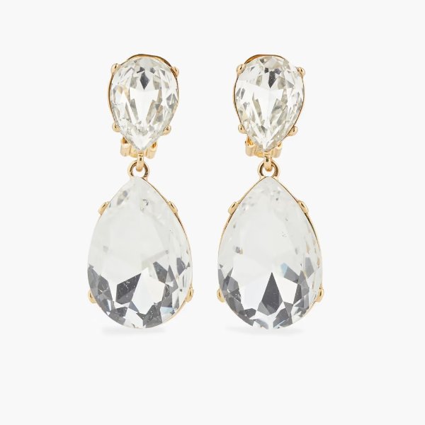 Gold-tone crystal slip-on earrings
