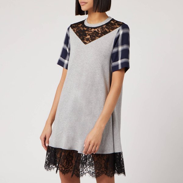Women's Check Hybrid Babydoll Dress - Grey Check