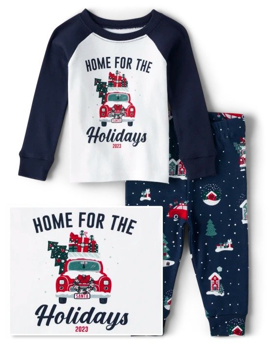 Unisex Baby And Toddler Matching Family Christmas Long Raglan Sleeve Home For The Holidays 2023 Snug Fit Cotton Pajamas | The Children's Place - TIDAL