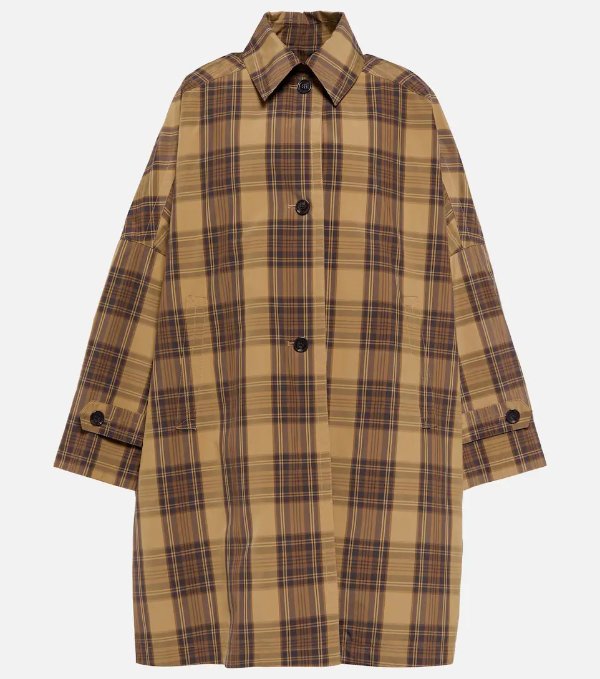 Checked A-line coat