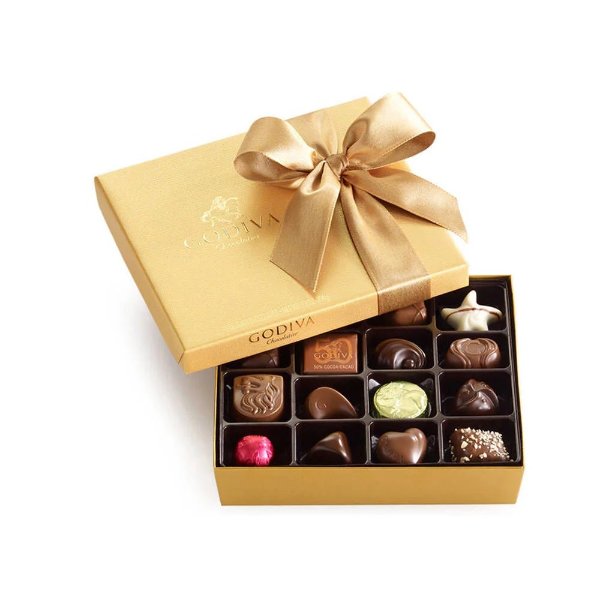 Assorted Chocolate Gold Gift Box, Classic Ribbon, 19 pc.
