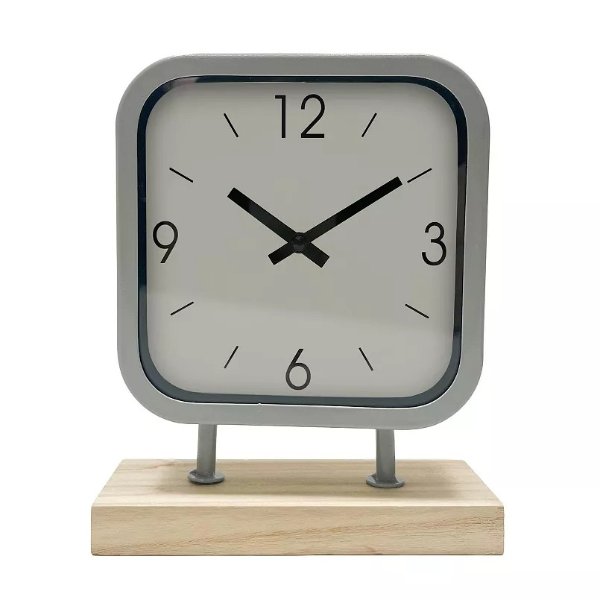 Wood & Metal Clock Table Decor
