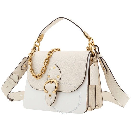 White Ladies Beat Shoulder Bag With Horse And Carriage Print