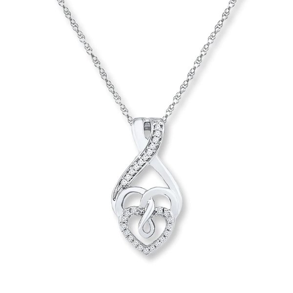 Heart Necklace 1/15 ct tw Diamonds 10K White Gold|Kay