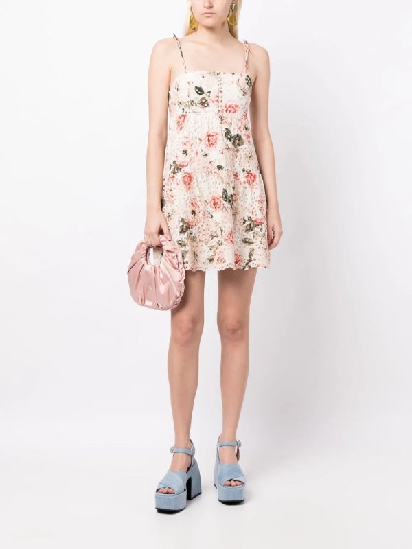 Lorelle Babydoll floral-print minidress