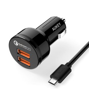Quick Charge 2.0 36W 2-Port Car Charger + 3.3 Ft. Micro USB Cable
